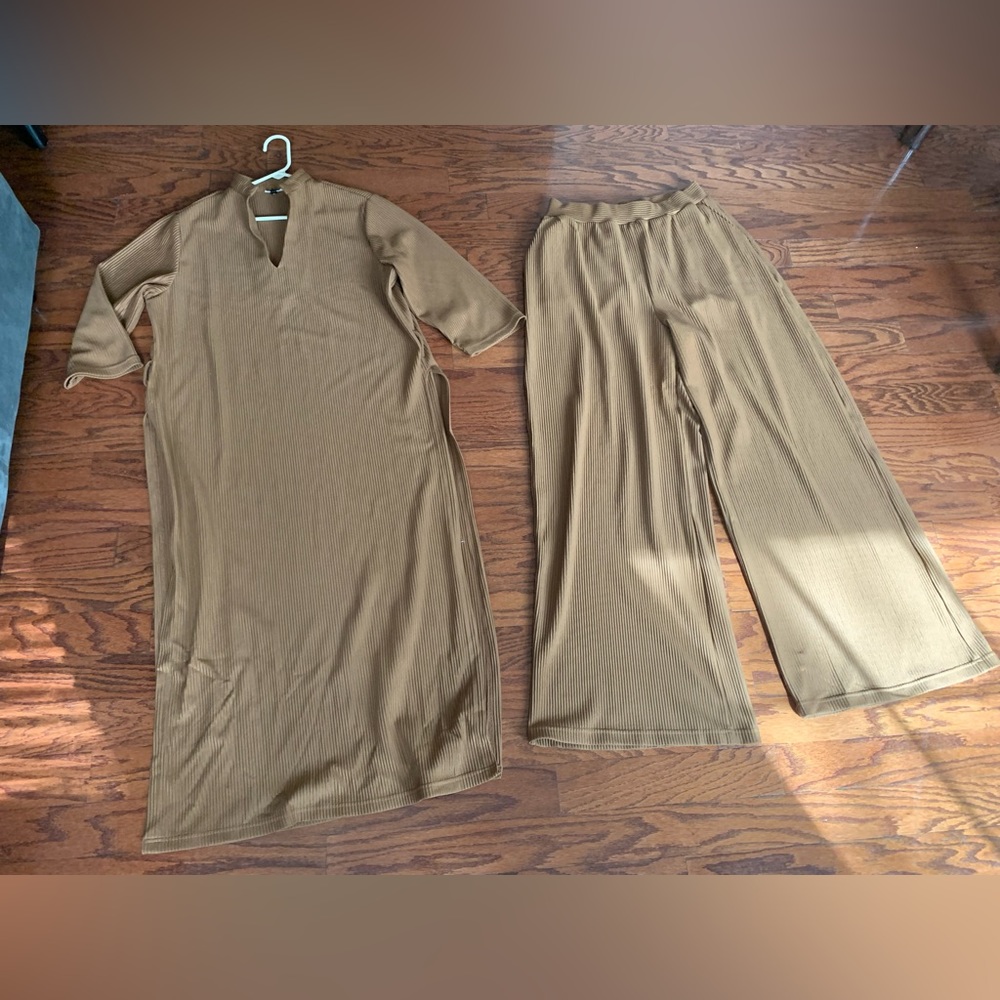 Revert Kaftan Set Brown Size M Up & L Down